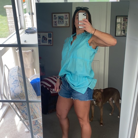 Bay Studio Sleeveless 1/2 Button Ruffle Hem Top - Picture 4 of 11